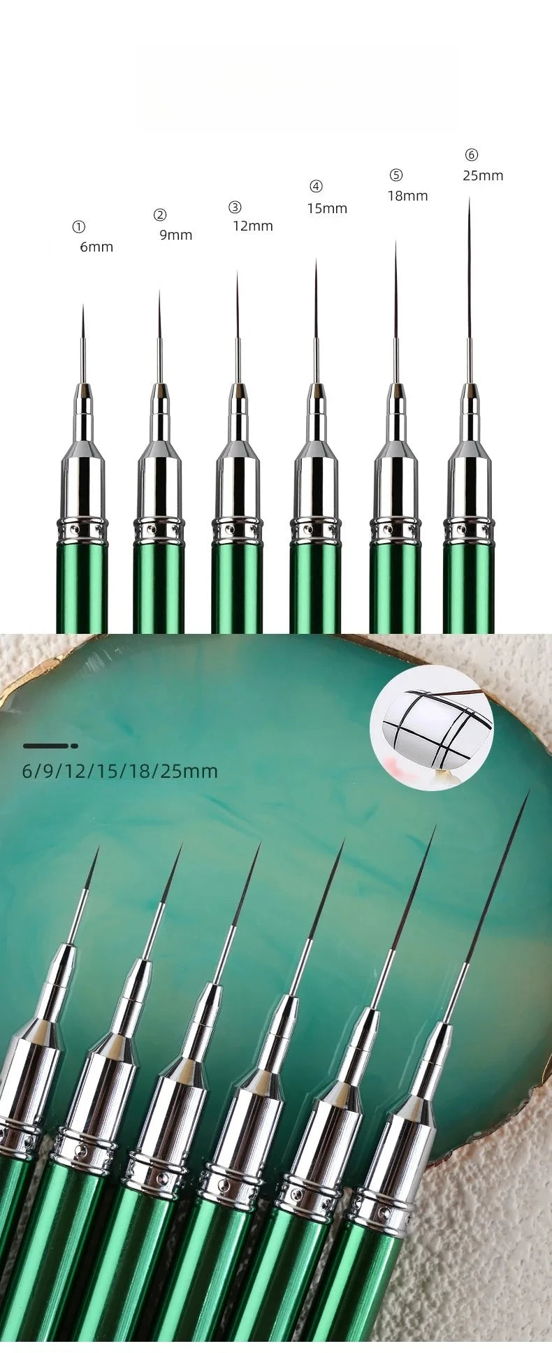 Nails Art Liner Brushes Elongated Lines Striping Drawing Painting Ultra-thin Line Professional Nail Design Pen Manicure Tool