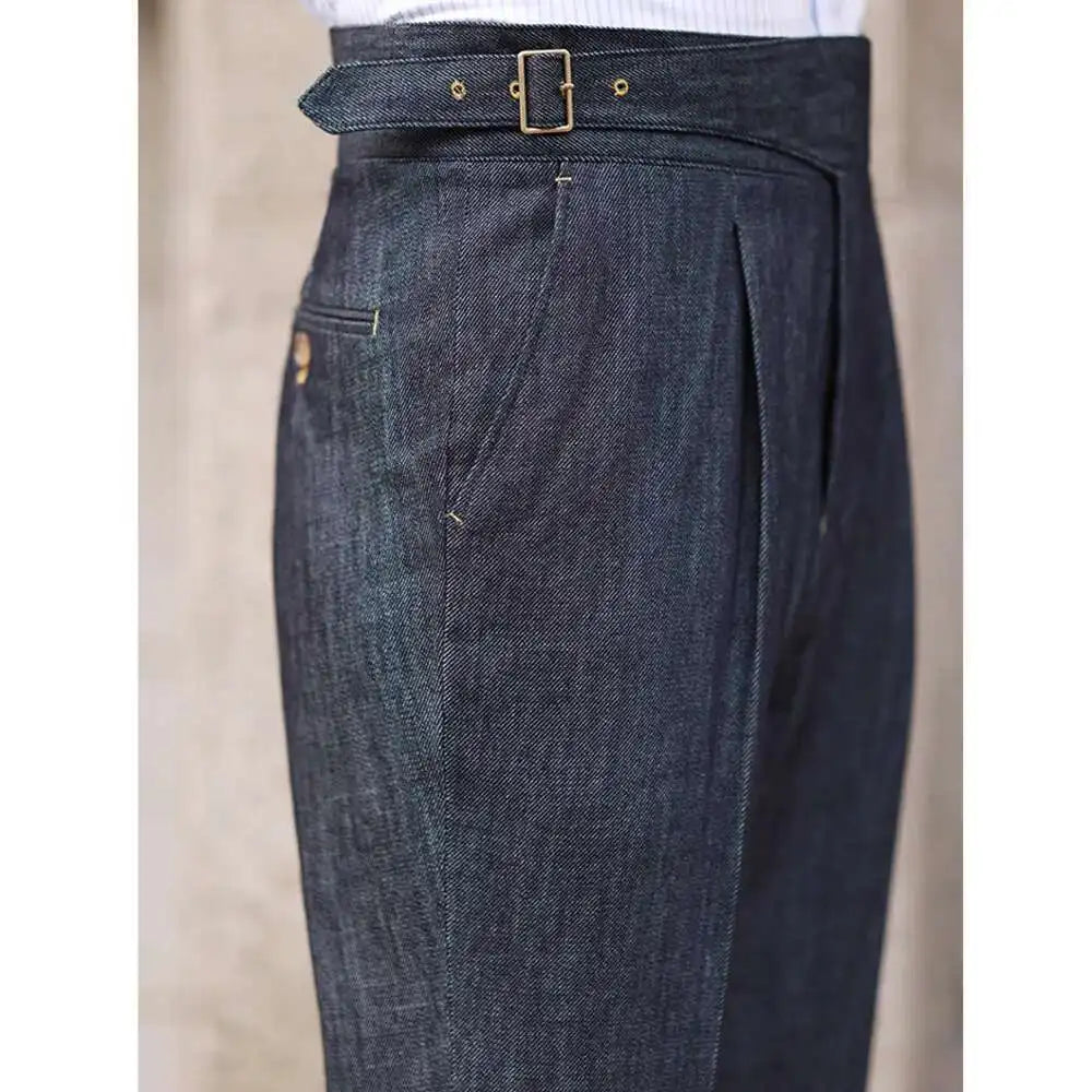 2022 Fashion Mens Dress Pant High Waist Straight Pants Men Spring  Business Versatile Belt Trouser Gentleman Paris Button Pant