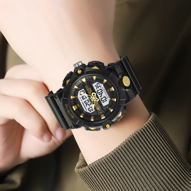 New STRYVE Watch 8028 Digital-Analog Dual Movement Good Quality Men's Watches  5ATM Waterproof Watches Fashion Luminous Calendar