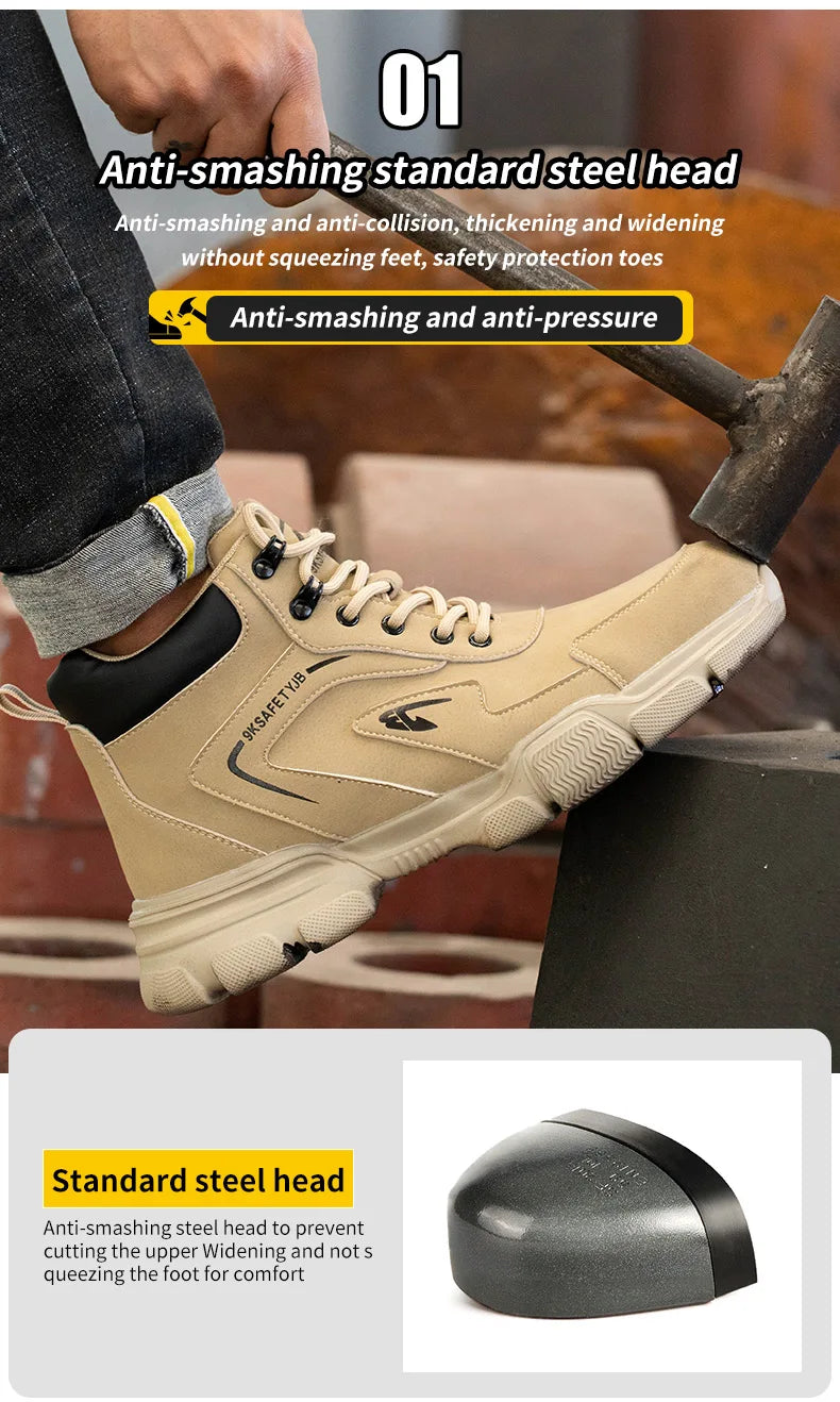 Latest Design Winter Plush Safety Boots Men Waterproof Steel Toe Indestructible Shoes Anti Smashing Puncture Proof Male Footwear