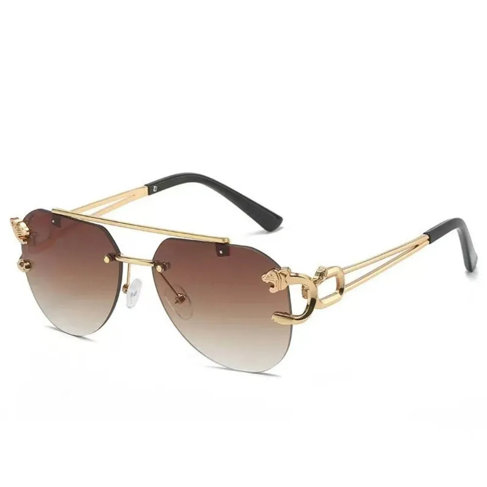 Rimless Vintage Sunglasses for Women Luxury Oversized Fashion Glasses Pilot Gradient Outdoor Shades Sun Glasses Gafas De Sol