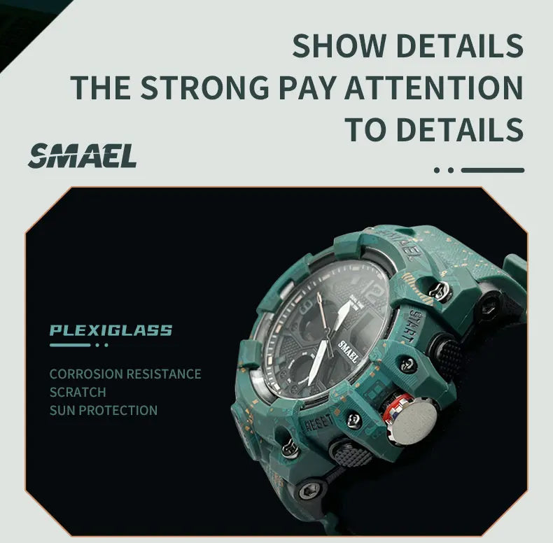 SMAEL Military Watch for men 50M Waterproof Clock Male S Shock 8008 electronics Digital Watches LED Men's Watches Military Army