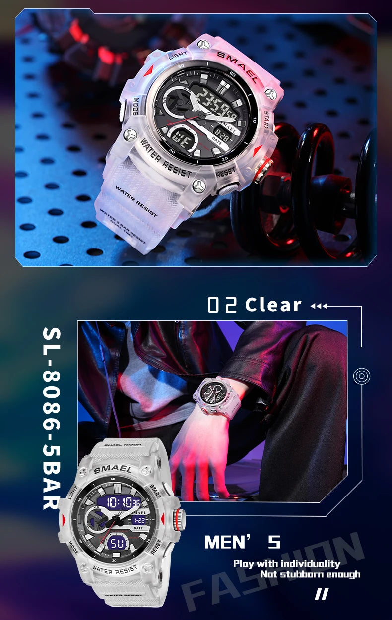 Sport Watches Waterproof SMAEL Brand Dropshipping Watch Stopwatch Alarm Clock 8086 Young Fashion Quartz Wristwatches