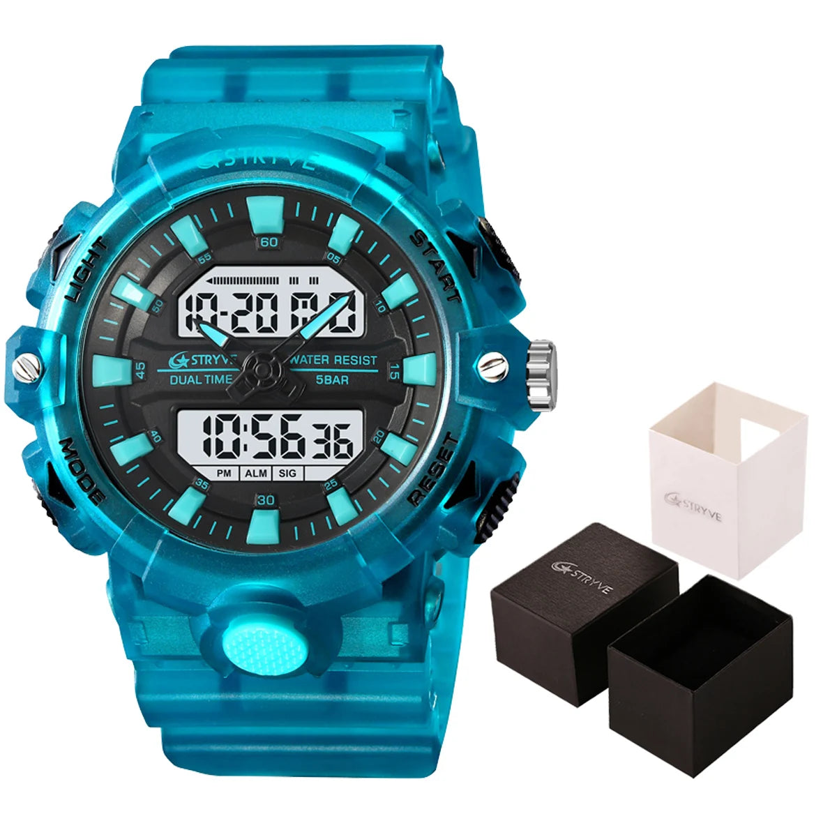 New STRYVE Watch 8028 Digital-Analog Dual Movement Good Quality Men's Watches  5ATM Waterproof Watches Fashion Luminous Calendar
