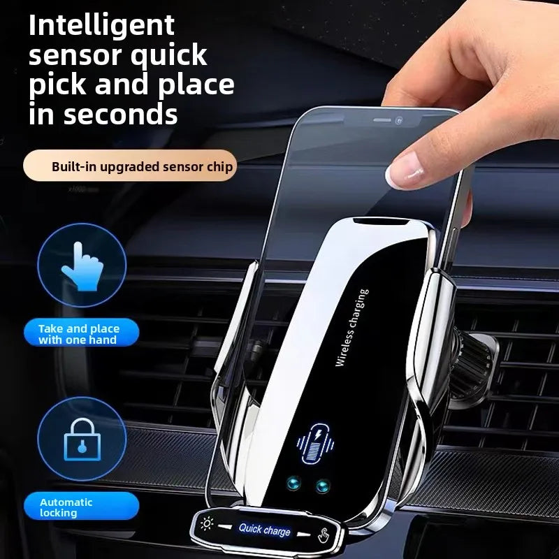 Wireless Charger Car Mount Cell Phone Holder Mobile Support For Car Holder Automotive Electric Induction Auto Clamping For Phone