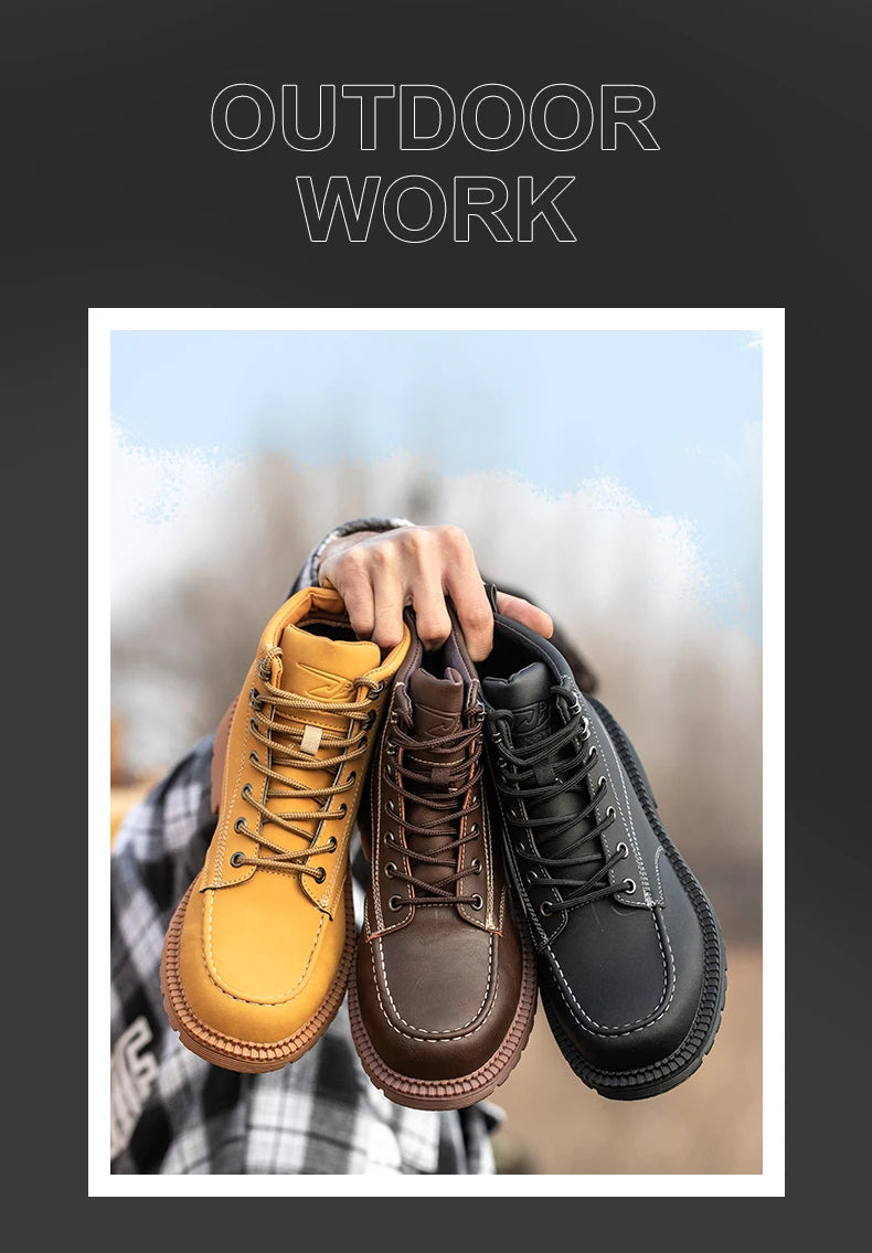 Latest Design Winter Plush Safety Boots Men Waterproof Steel Toe Indestructible Shoes Anti Smashing Puncture Proof Male Footwear