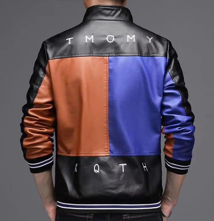 2024 Winter New PU Leather Men's Jackets Winter Fake Fur One Jacket Thickened Warm Turn Collar Coat Men's Padded Leather Jacket