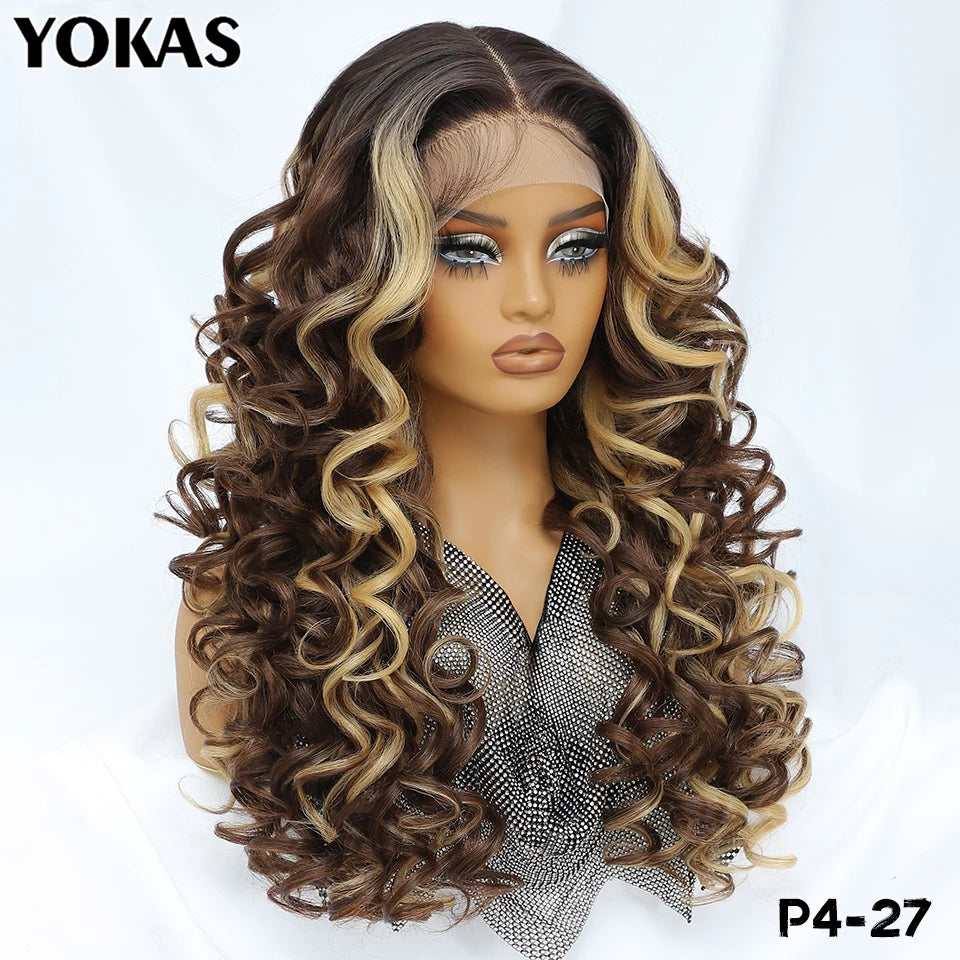 24 Inch Synthetic Lace Front Wigs For Afro Women Curly Afro Lace Front Wigs for Black Women High Temperature Fiber Wigs