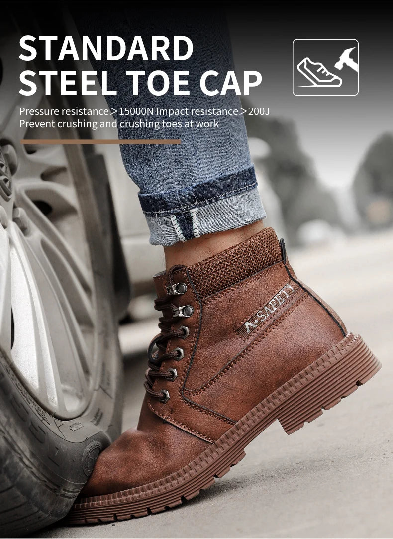 Latest Design Winter Plush Safety Boots Men Waterproof Steel Toe Indestructible Shoes Anti Smashing Puncture Proof Male Footwear