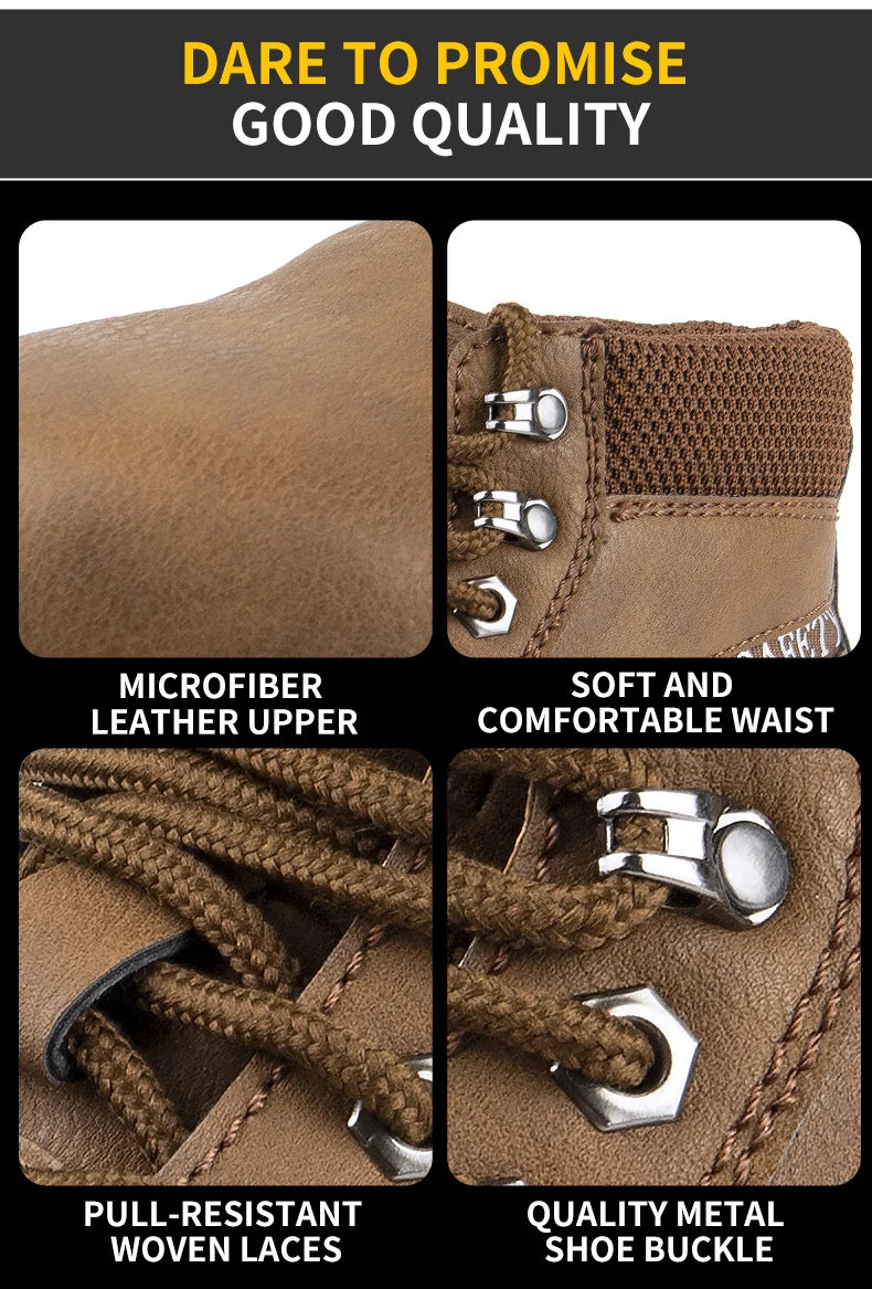 Latest Design Winter Plush Safety Boots Men Waterproof Steel Toe Indestructible Shoes Anti Smashing Puncture Proof Male Footwear