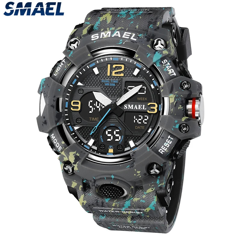 SMAEL Military Watch for men 50M Waterproof Clock Male S Shock 8008 electronics Digital Watches LED Men's Watches Military Army