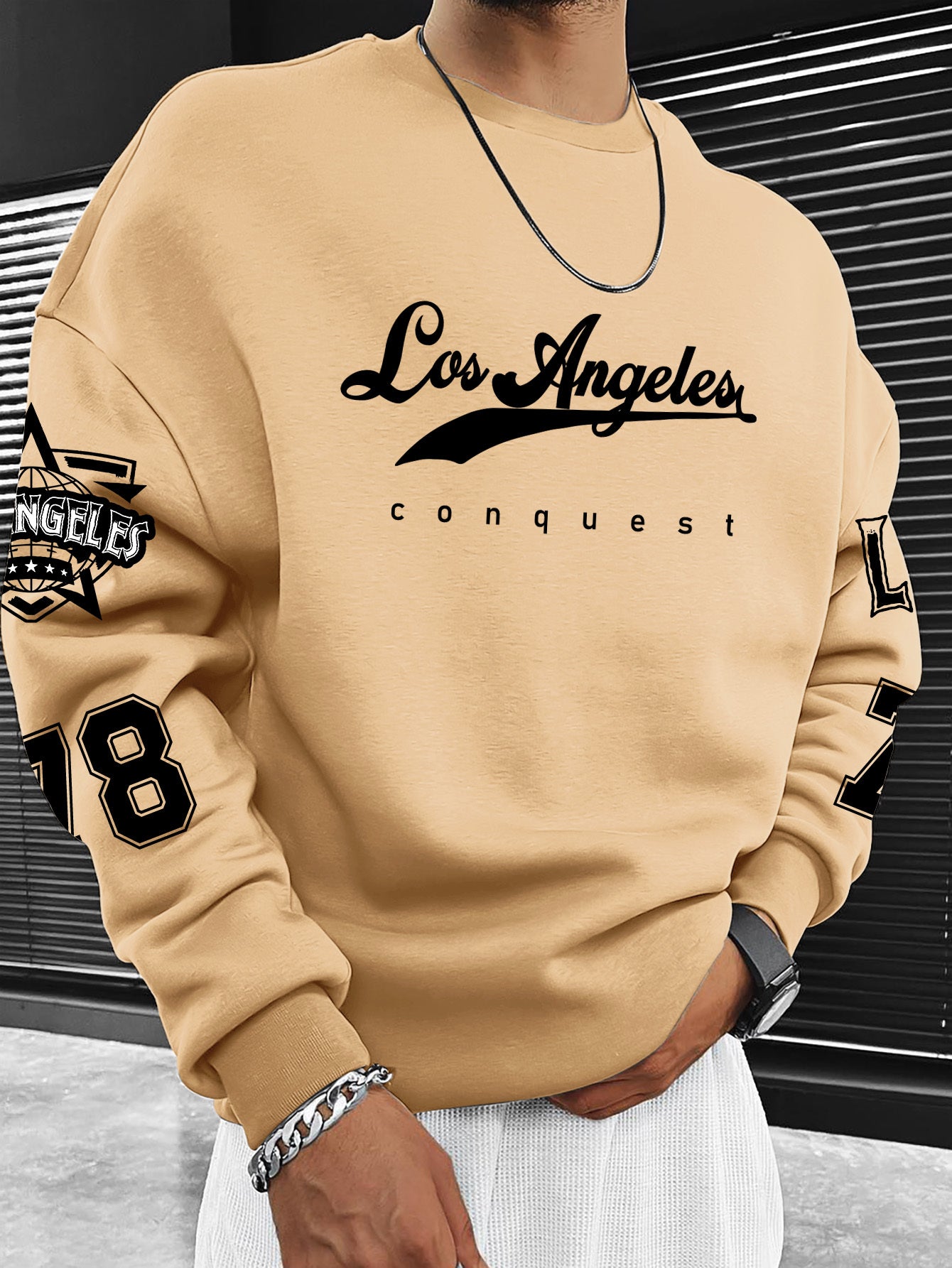 European and American Adult Fashion Letter City Name Pattern Print Casual Crew Neck Sweatshirt