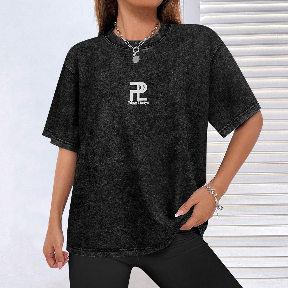 PrinceLife Hot vintage wash off shoulder short-sleeved T-shirt