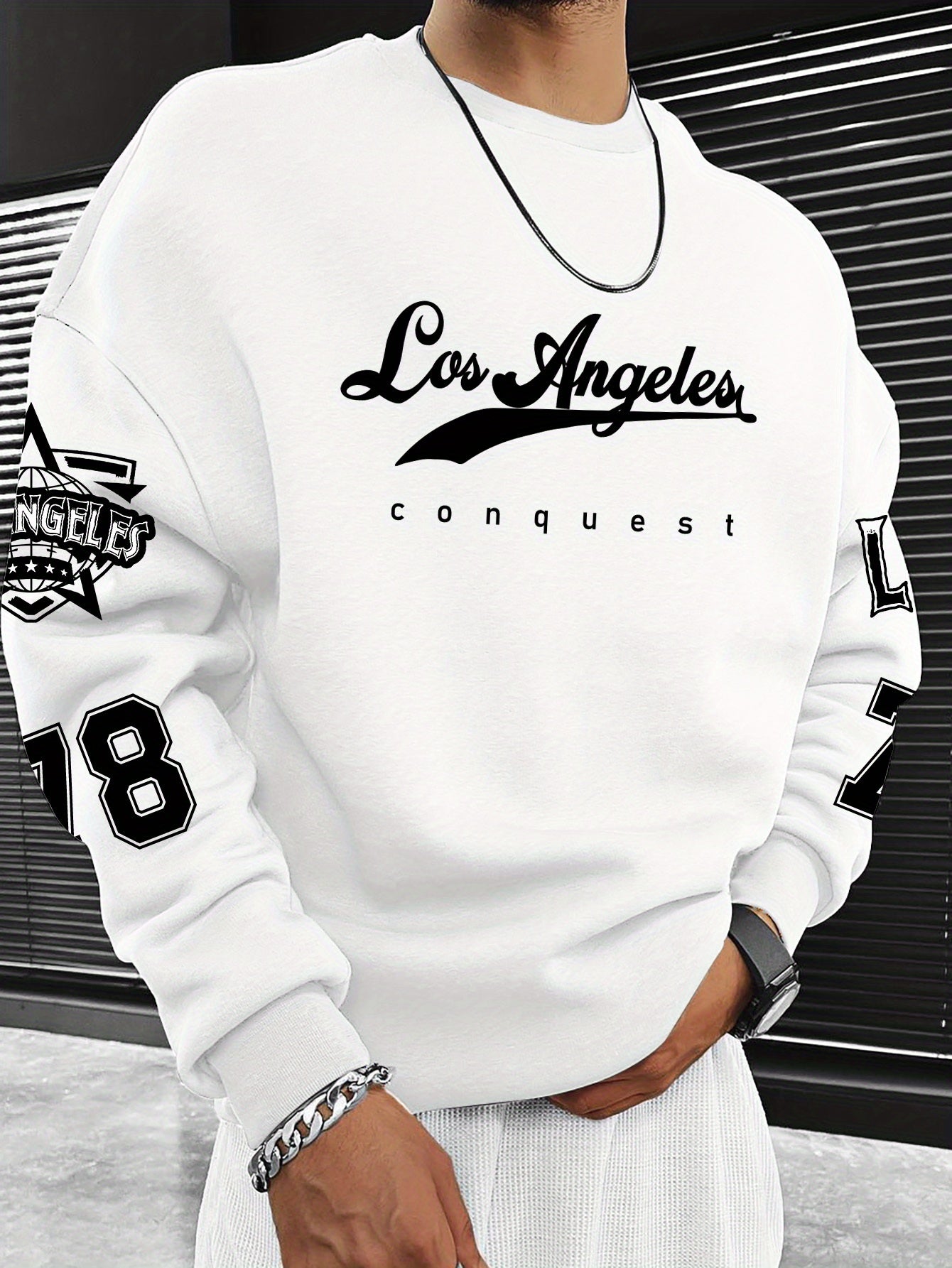 European and American Adult Fashion Letter City Name Pattern Print Casual Crew Neck Sweatshirt