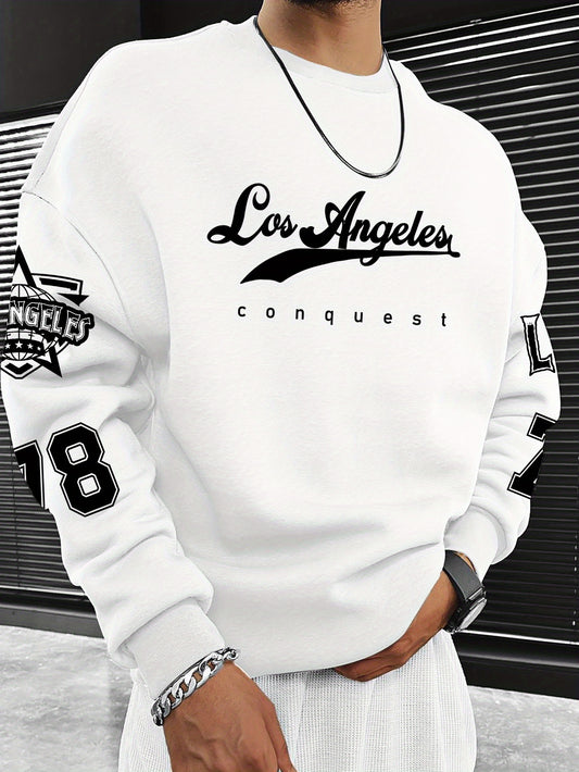 European and American Adult Fashion Letter City Name Pattern Print Casual Crew Neck Sweatshirt